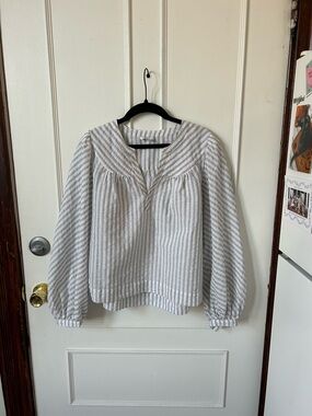 Joe's Jeans White Striped Peasant Blouse